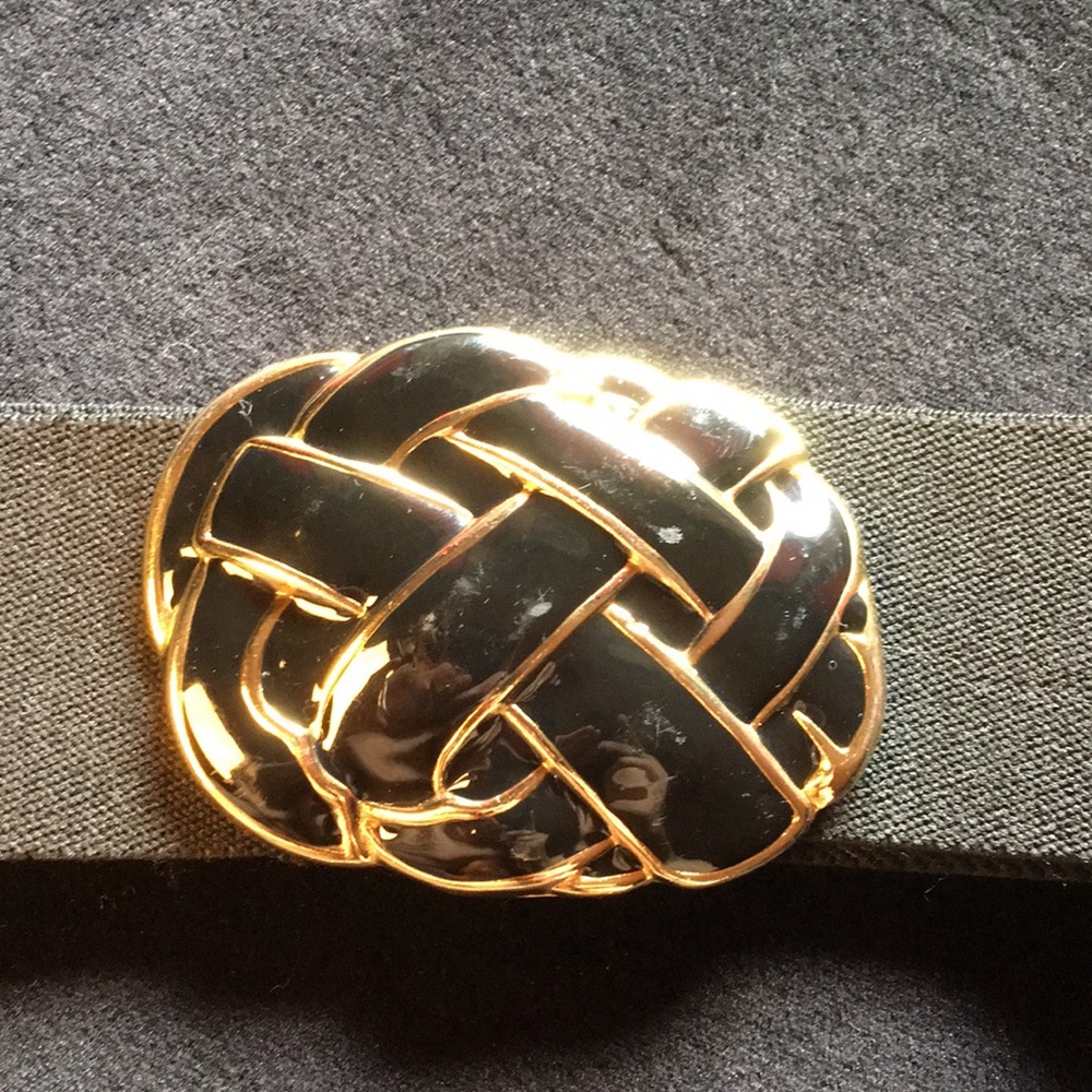 Vintage 80s skaffles stretch belt gold black